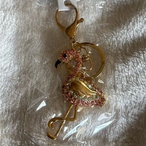 Gold and Pink Flamingo Keychain